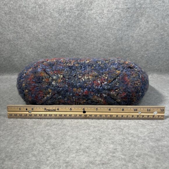 Handcrafted Purse Clutch Bag Blue Gray Knitted Wool Felt Artisan 13” x 9” Boho - Picture 10 of 14